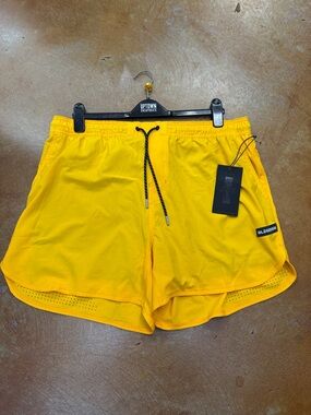 Men's Yellow Athletic Shorts with Adjustable Drawstring — ILLEGIBL? Brand